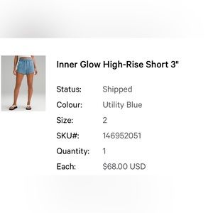 Lululemon Inner Glow High-Rise Short 3"